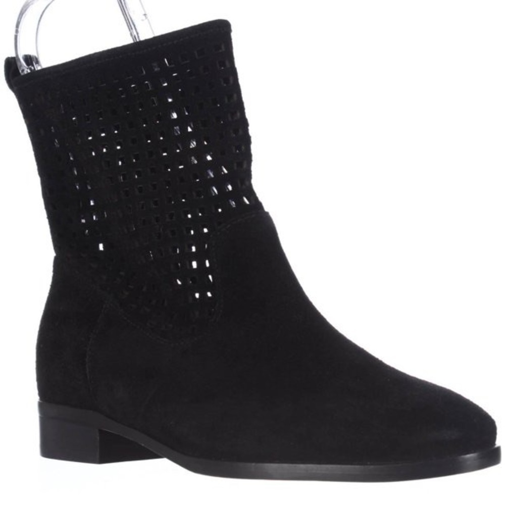 Michael Kors Black Perforated Suede Pull‎ On Ankle Boots Size 9